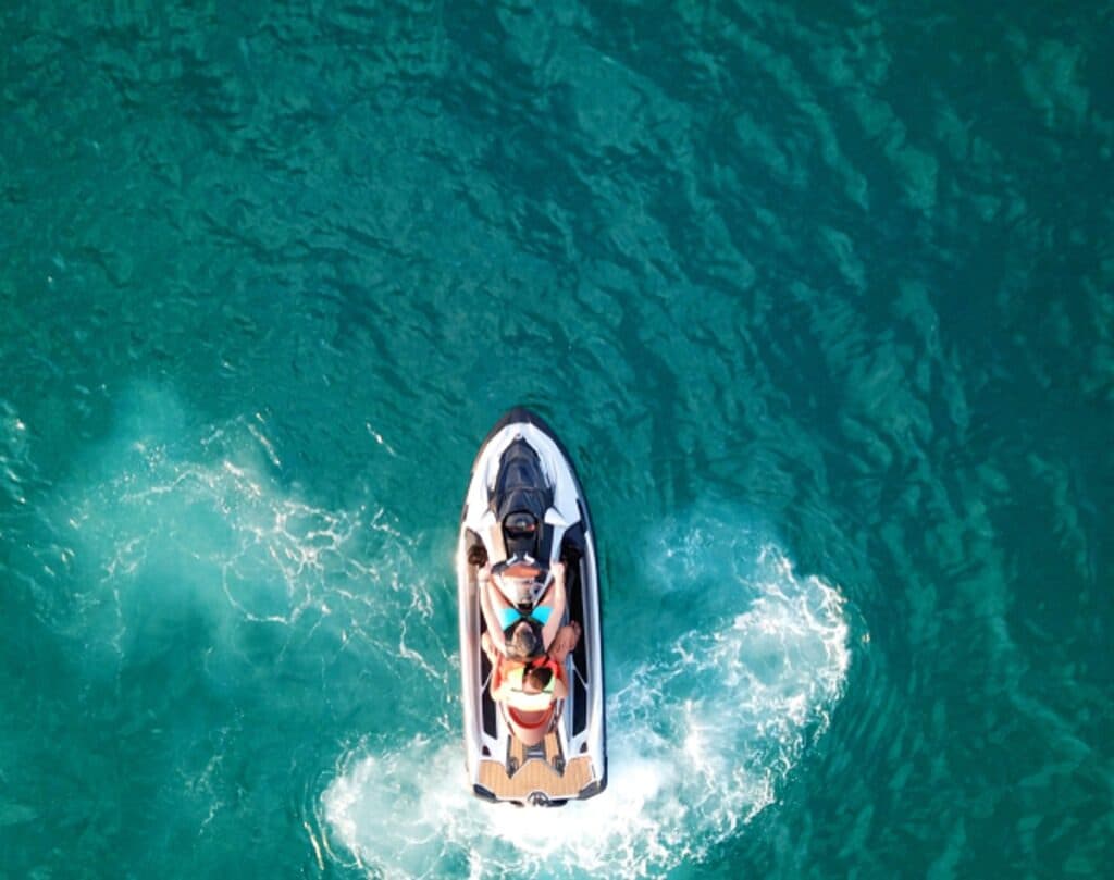Aerial view of personal watercraft for seasonal insurance review